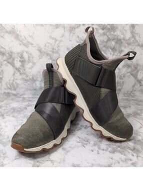 SOREL Kinetic Impact Strap Sneakers Women Green Knit Crossband Shoes Size 7